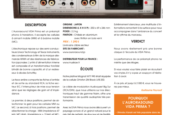 Vinyle & Audio n°15 : banc d’essai matériel et nouveautés avec le préampli phono Aurorasound Vida Prima