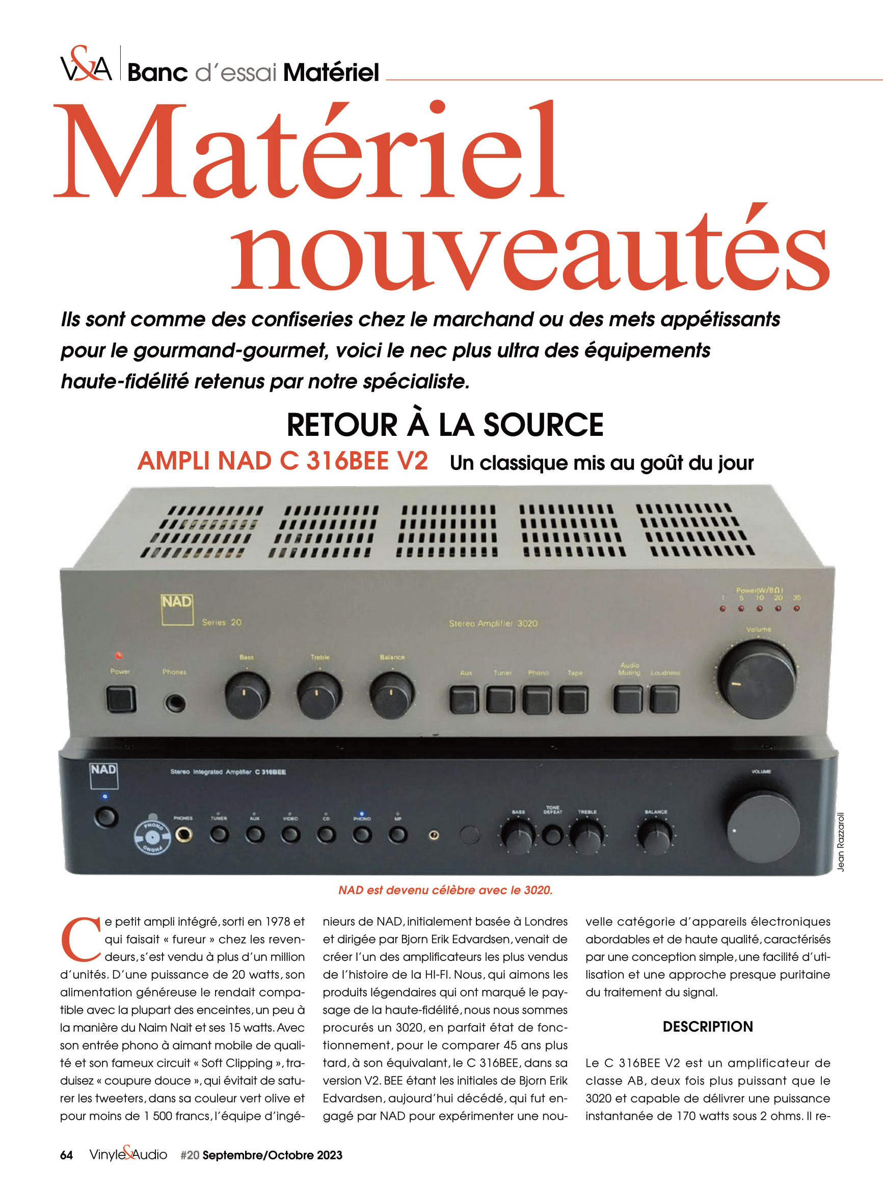 Vinyle & Audio n°20 : banc d’essai matériel et nouveautés avec la l'ampli NAD C 316BEE V2