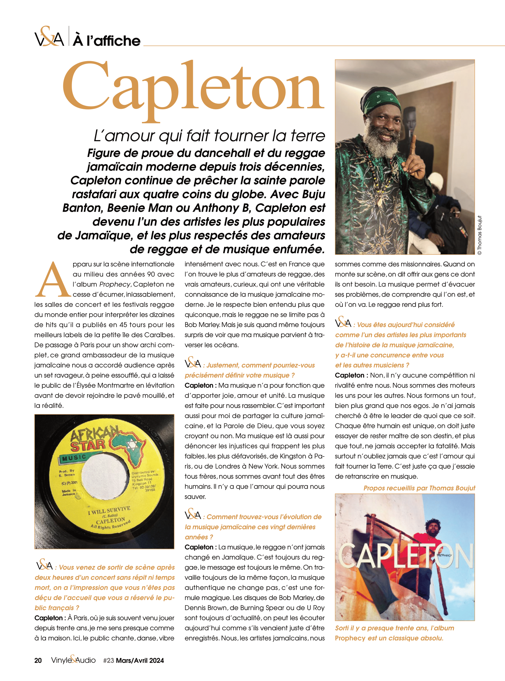 A l’affiche de Vinyle & Audio numéro 23 : Capleton