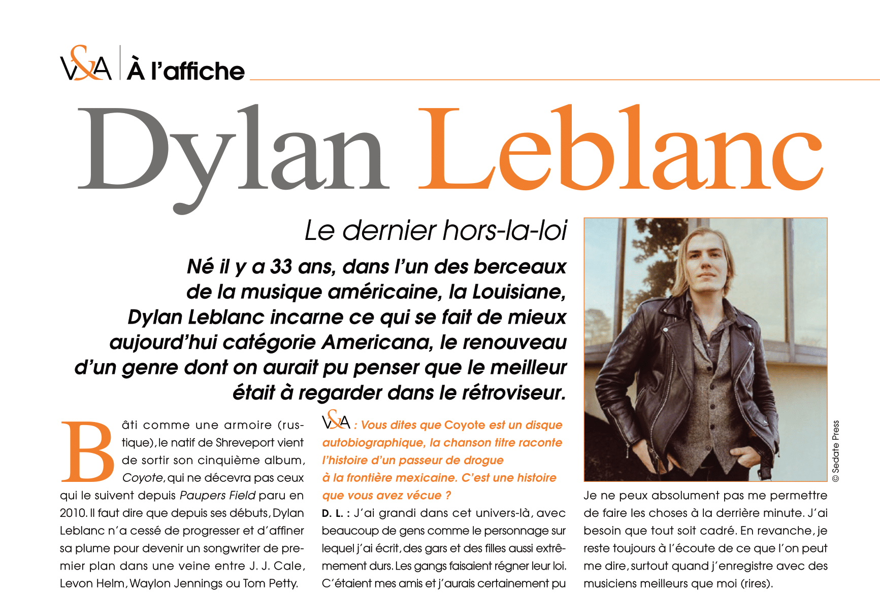 A l’affiche de Vinyle & Audio numéro 24 : Dylan Leblanc