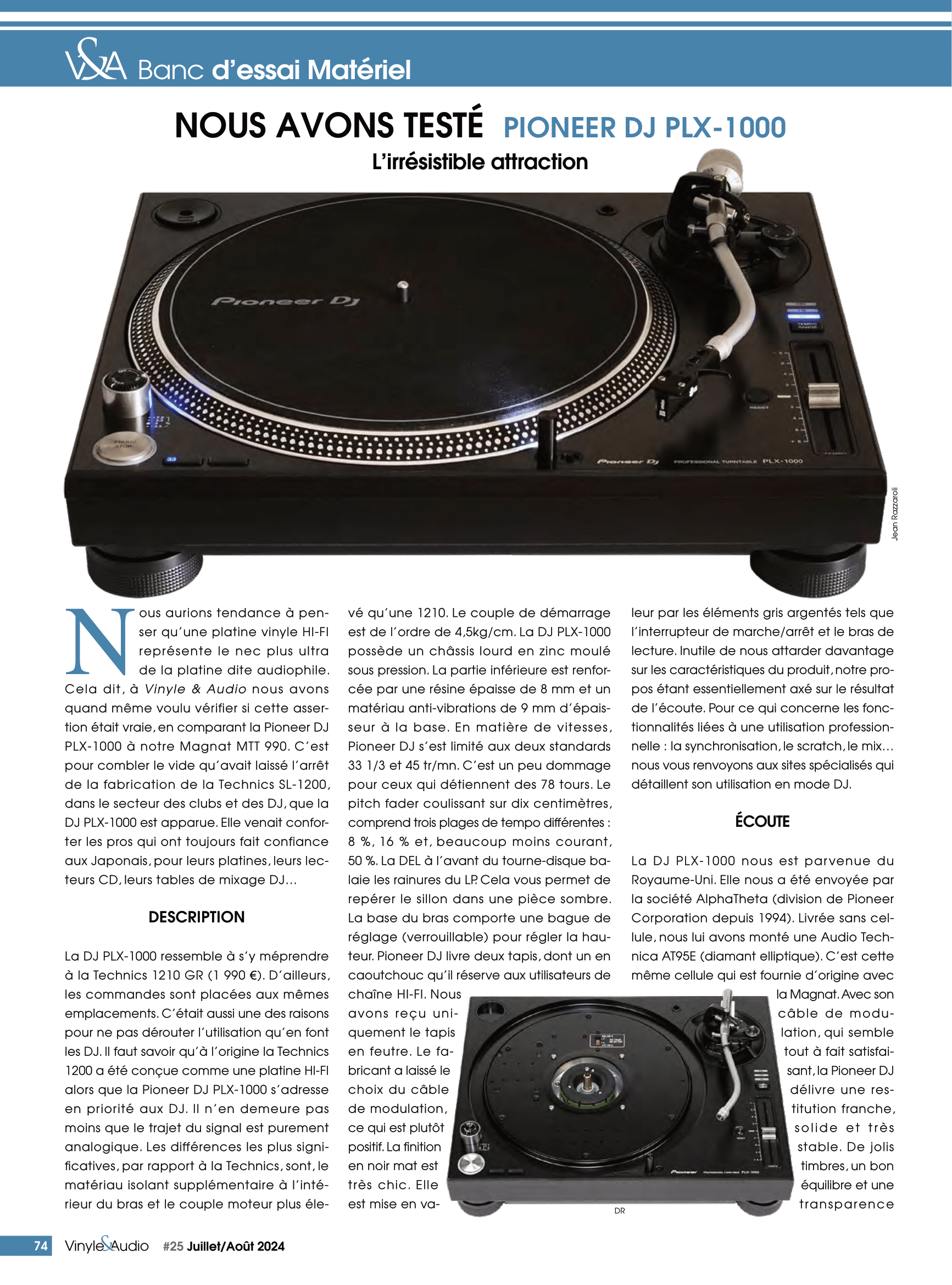 Banc d'essai Matériel : platine Pioneer DJ PLX-1000