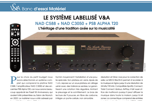 La sélection V&A : NAD C588 + NAD C3050 + PSB ALPHA T20