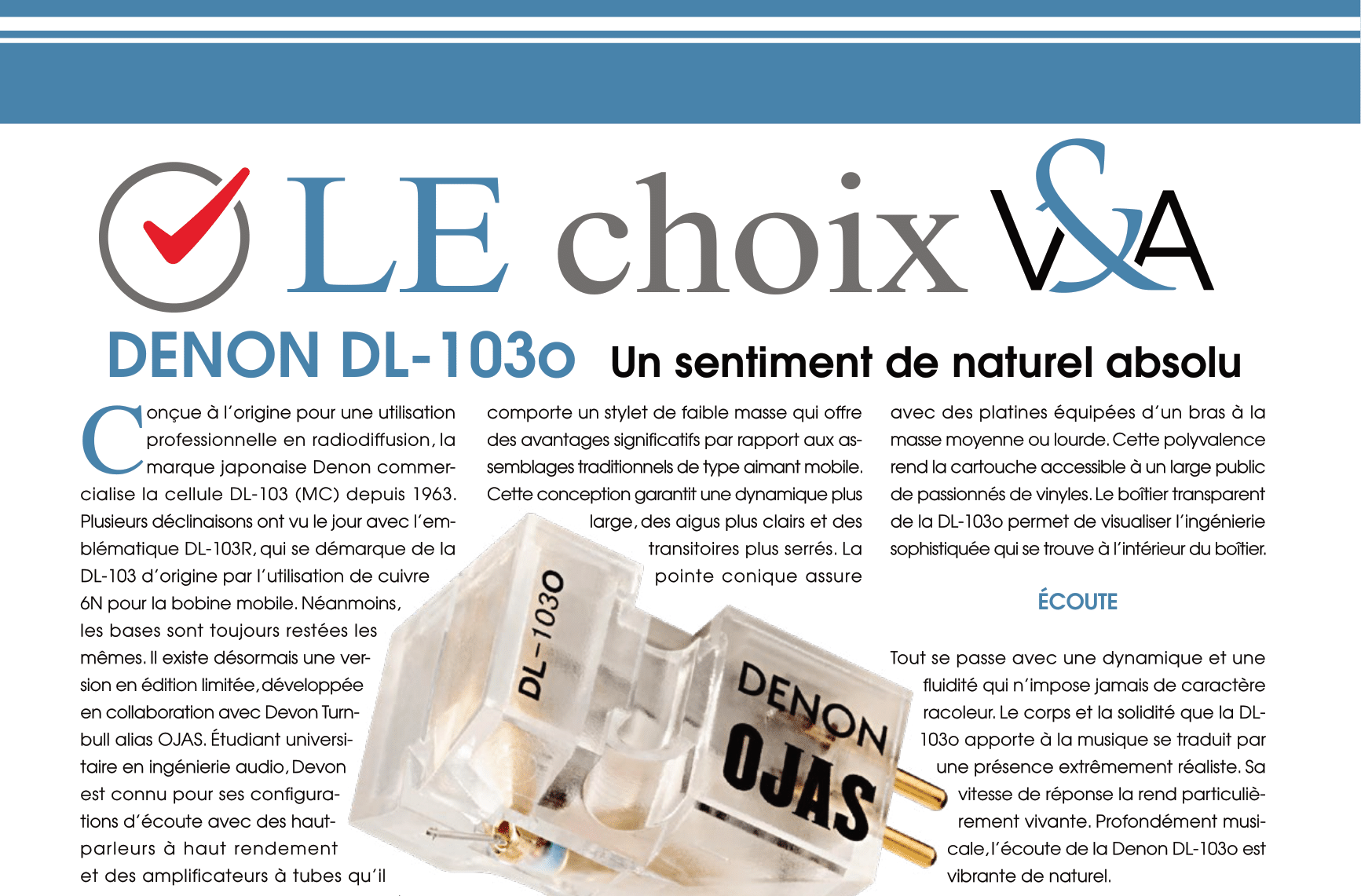 Le choix V&A : DENON DL-103o 