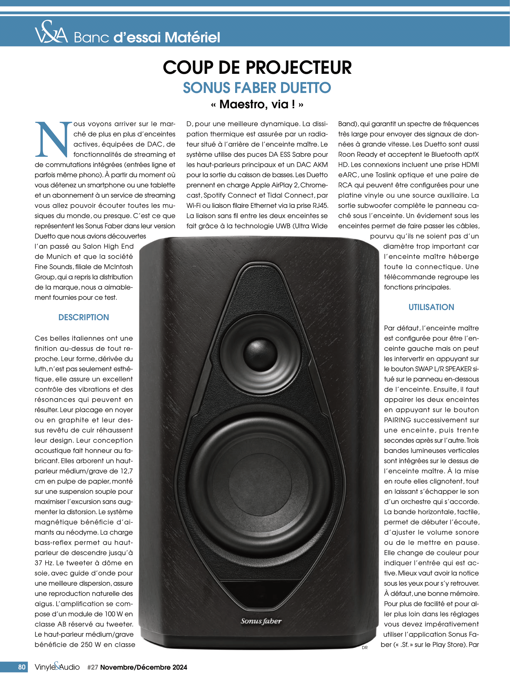 Coup de projecteur : SONUS FABER DUETTO