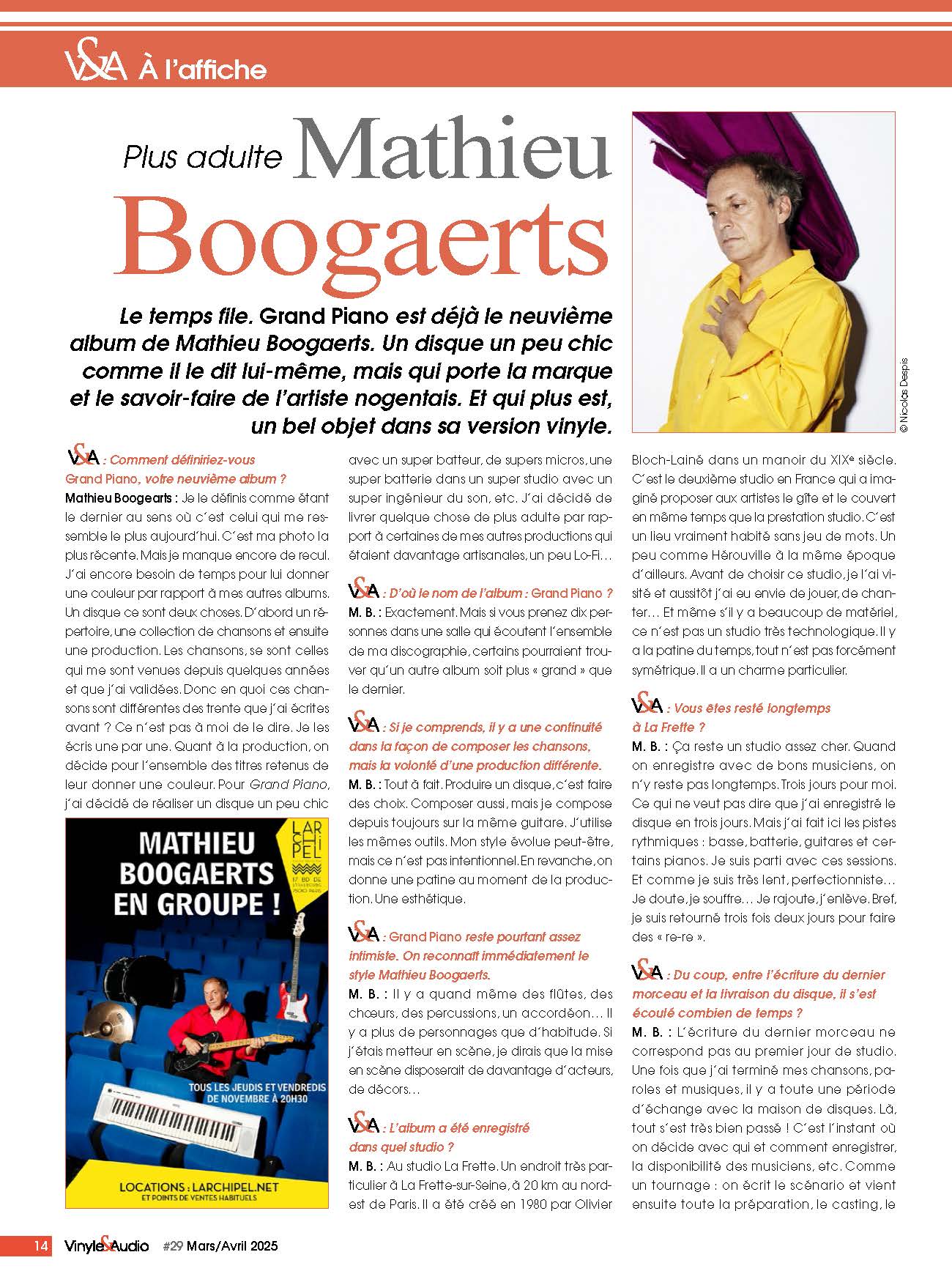 A l’affiche du n°29 : Mathieu Boogaerts