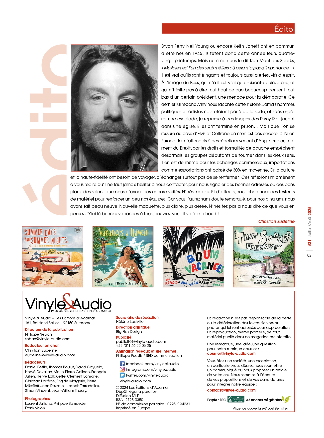 Vinyle & Audio numéro 31 - L'édito de Christian Eudeline