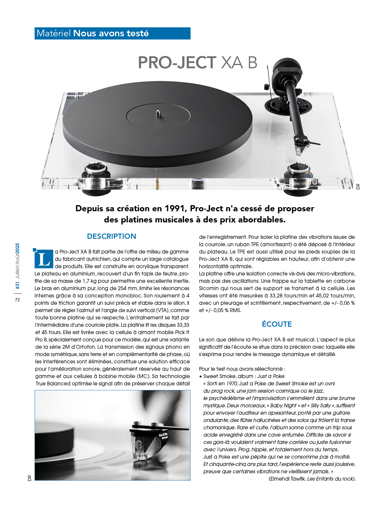 Matériel : PRO-JECT XA B