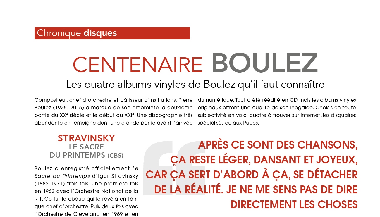 Chronique disques : centenaire Boulez