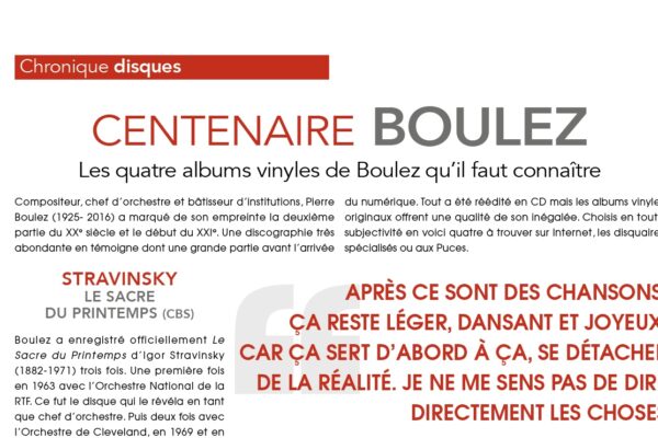 Chronique disques : centenaire Boulez