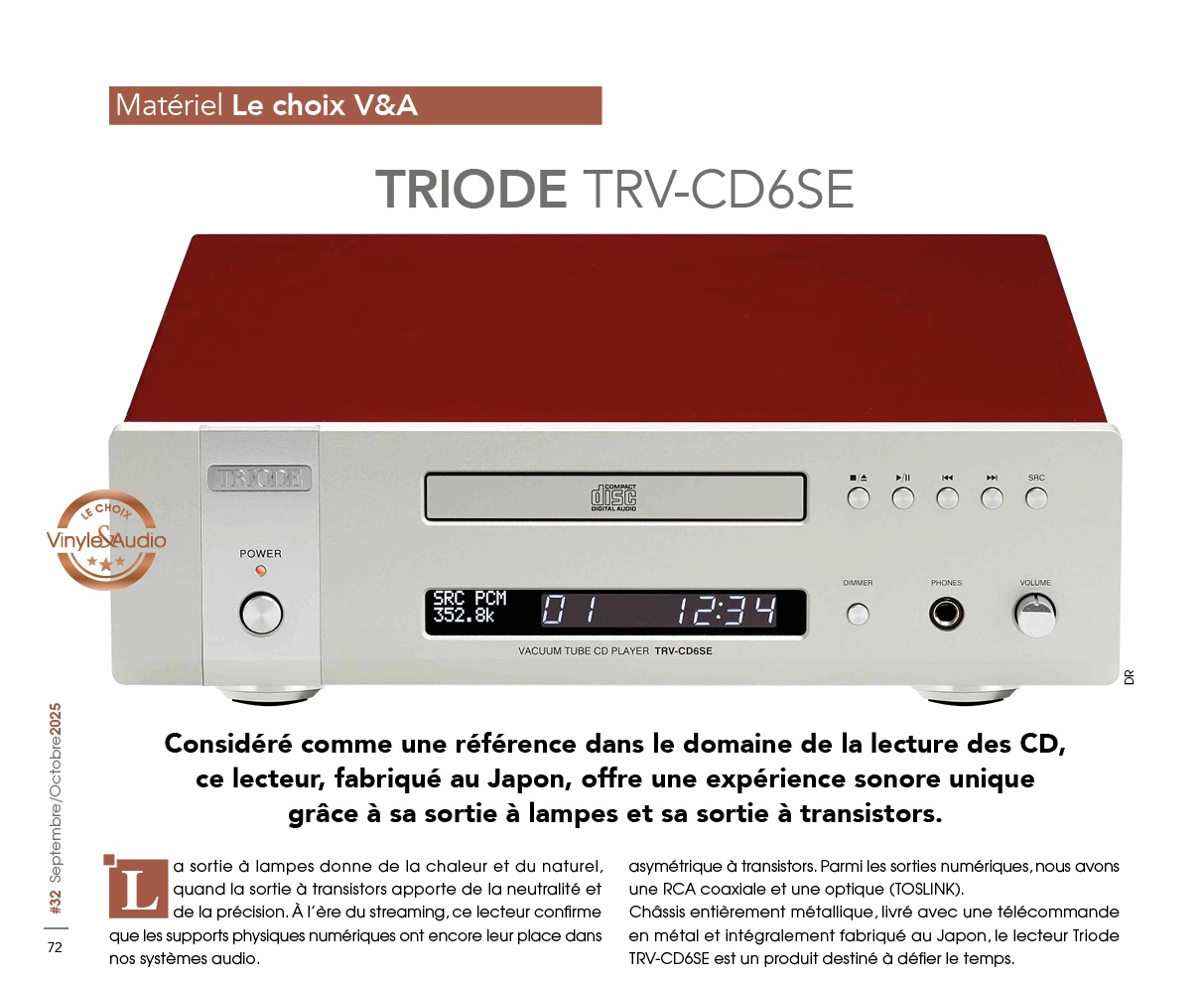 Le choix V&A : TRIODE TRV-CD6SE