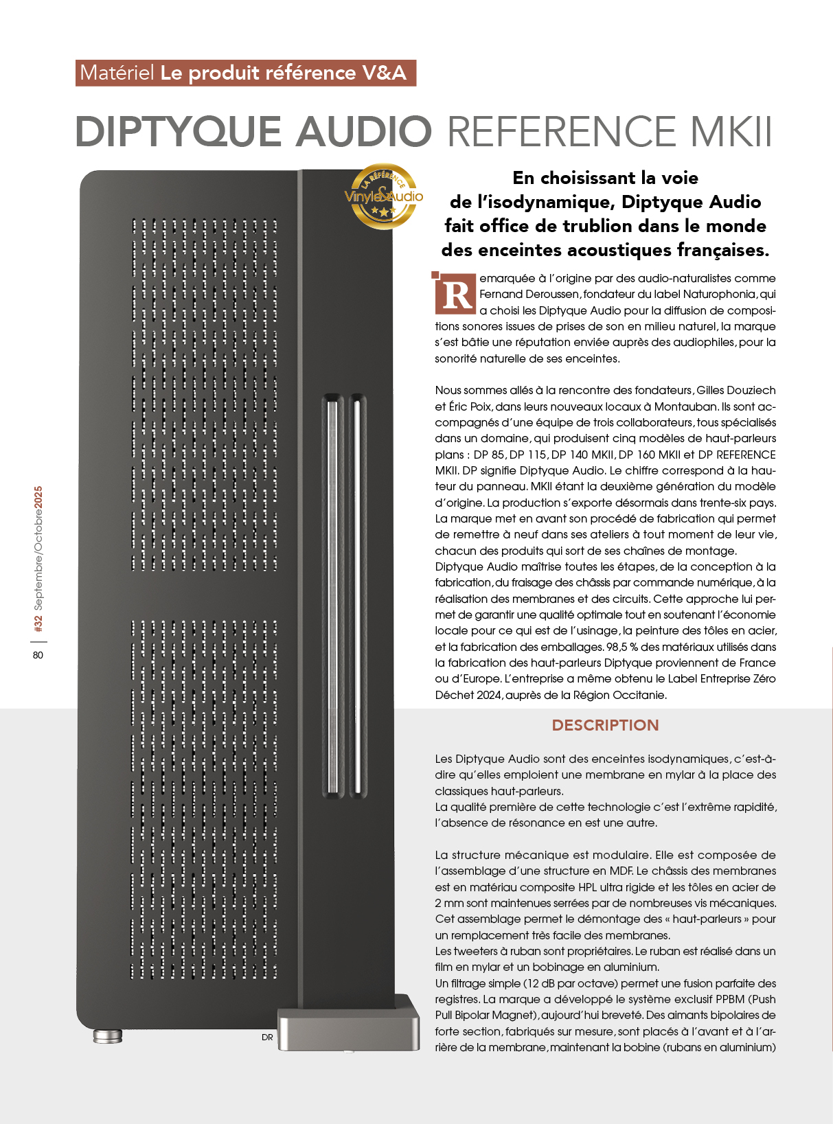Le produit référence V&A : DIPTYQUE AUDIO REFERENCE MKII