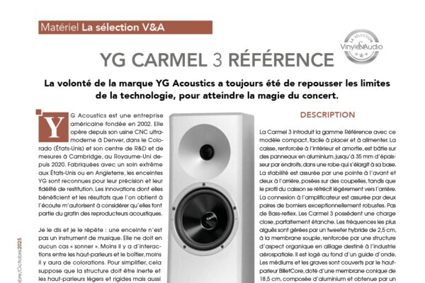 La sélection V&A : YG CARMEL 3 RÉFÉRENCE