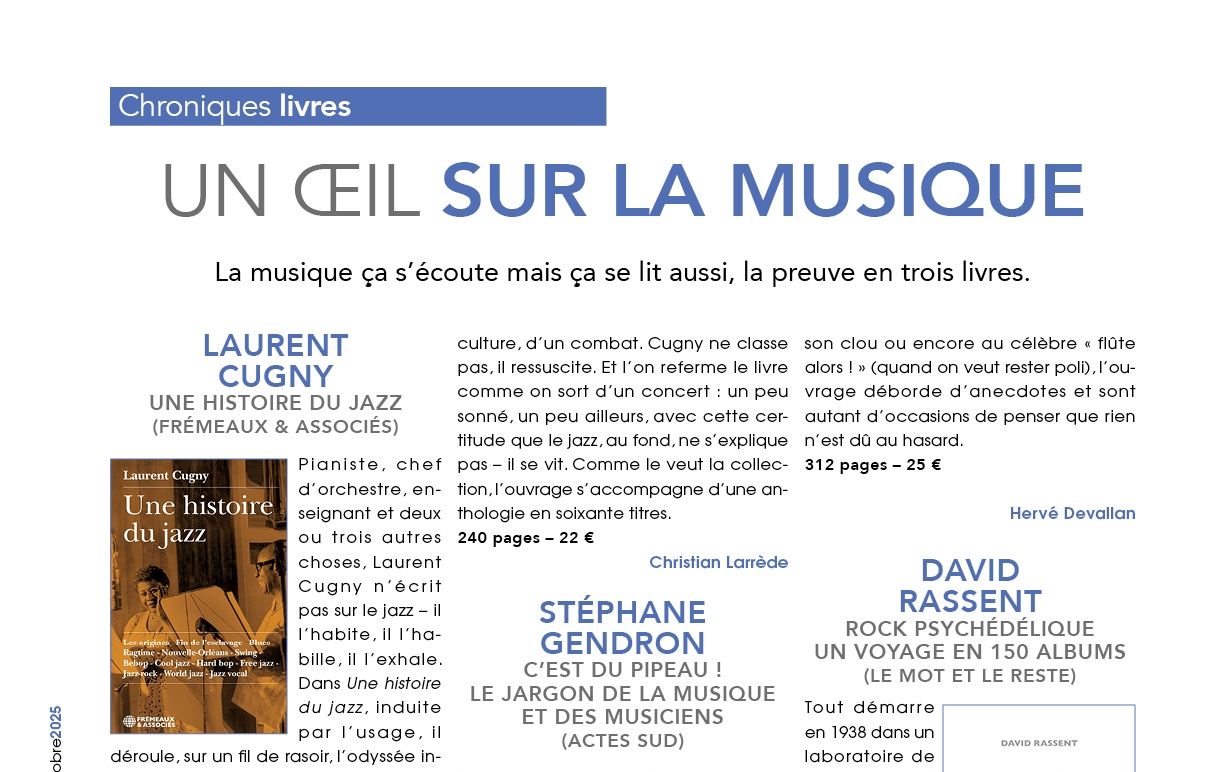 Chroniques livres : un oeil sur la musique