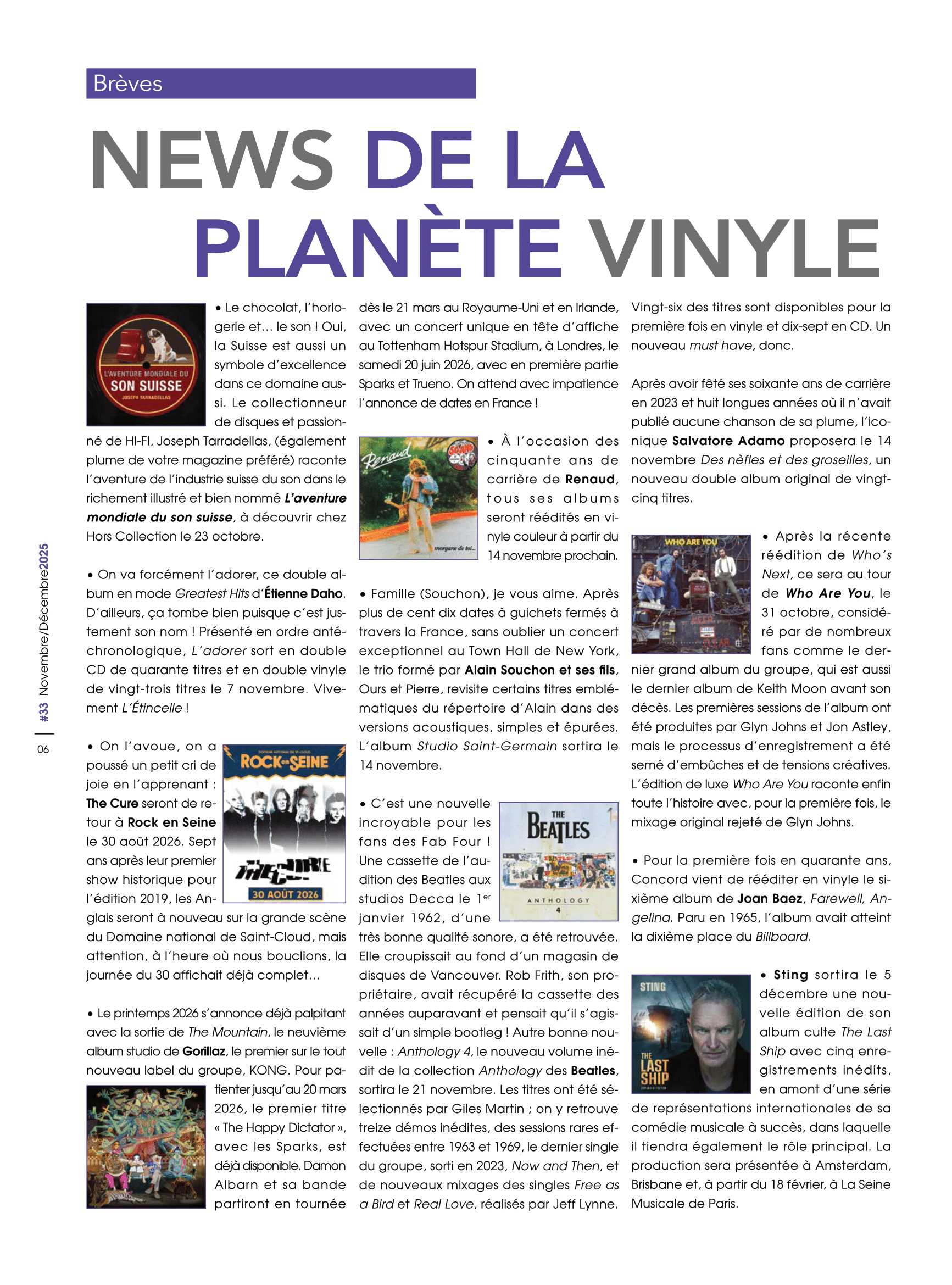 A l'affiche du n°33 : les News de la Planète Vinyle