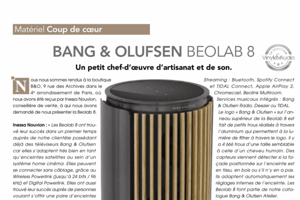 Matériel : coup de coeur pour l'enceinte Bang & Olufsen Beolab 8
