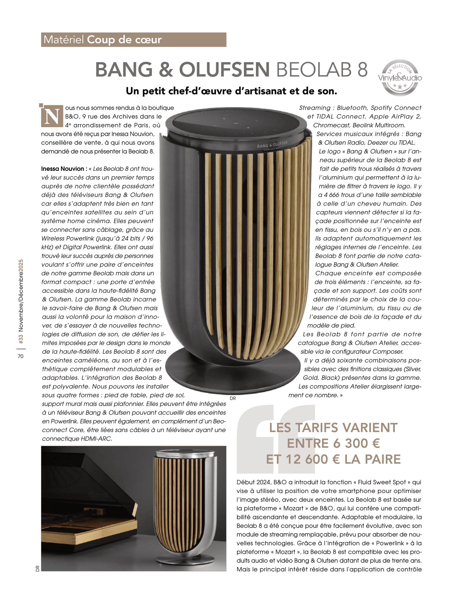 Matériel : coup de coeur pour l'enceinte Bang & Olufsen Beolab 8