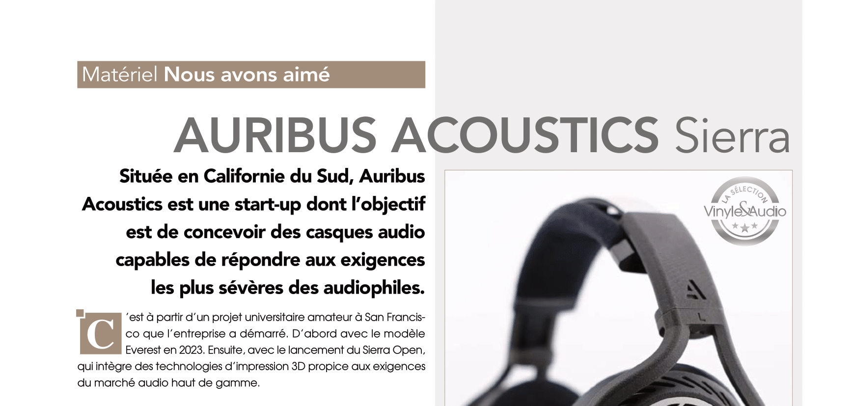 Nous avons aimé : AURIBUS ACOUSTICS Sierra