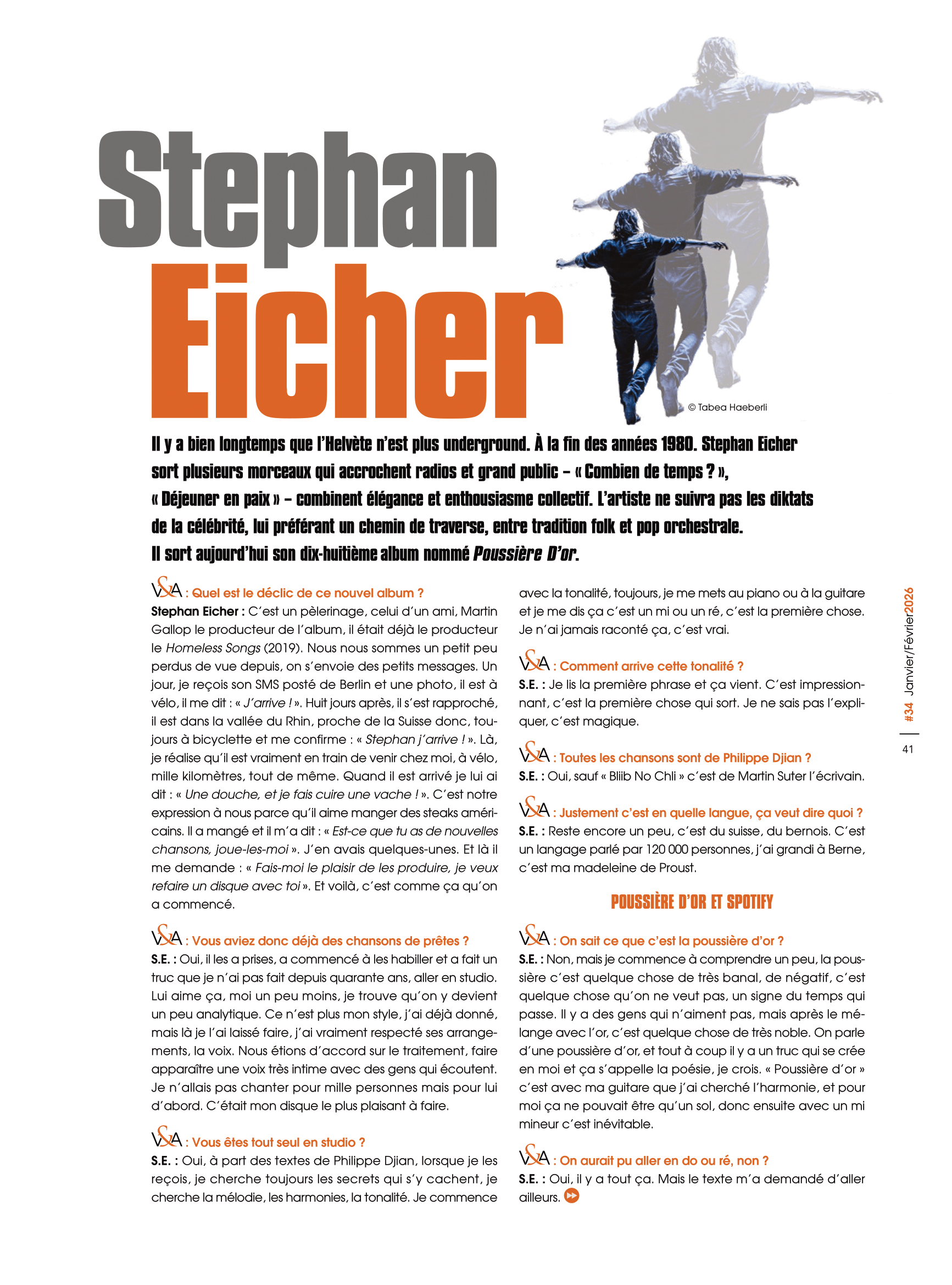 En couverture du numéro 34 : Stephan Eicher