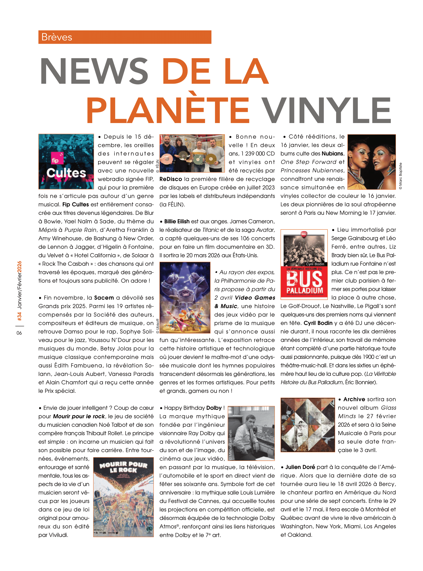 A l’affiche du n°34 : les News de la Planète Vinyle